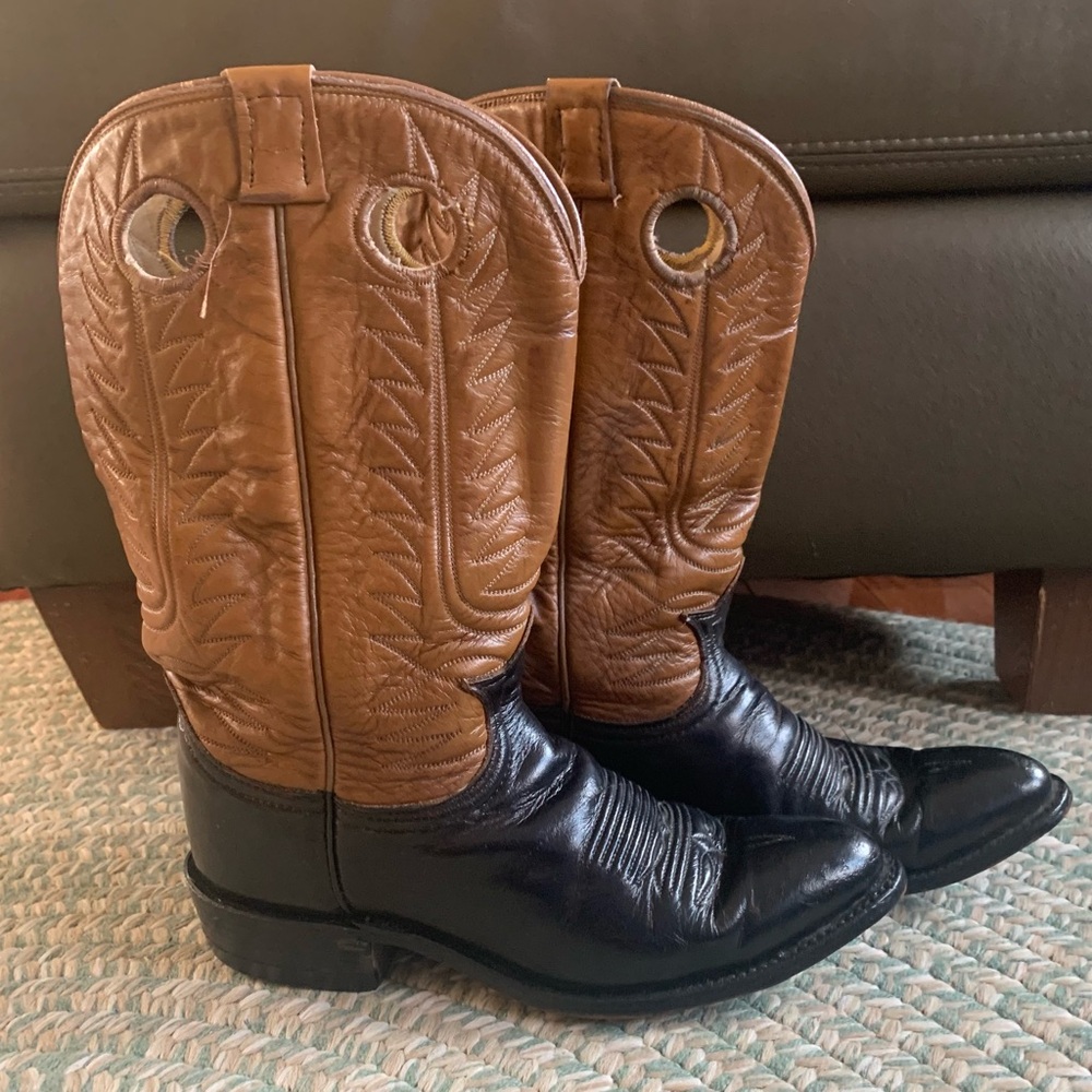 Tony Lama Brown and Black Cowboy Boots